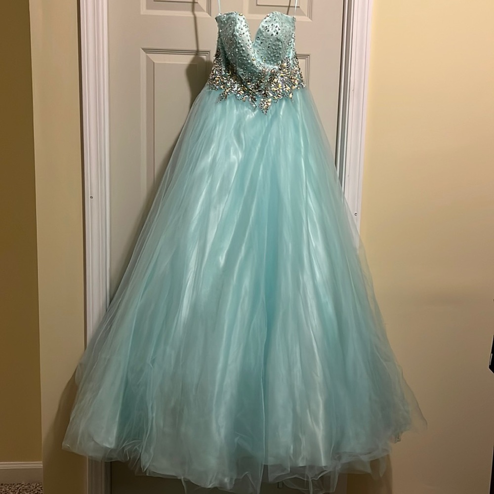 Dress was worn once for a quince. Comes with original dress carrier.